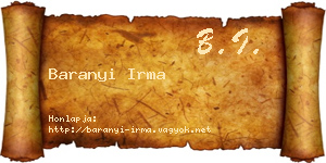 Baranyi Irma névjegykártya